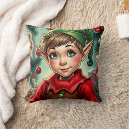 Whimsical Cartoon Elf | Christmas Kudde