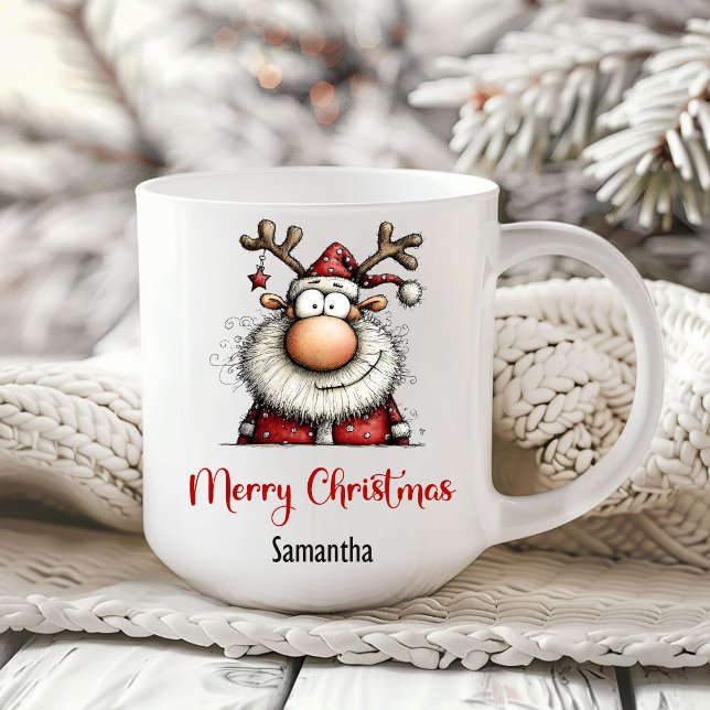 Whimsical Cartoon Tomte Rolig Kaffe Mugg (Whimsical Cartoon Santa Claus Funny Coffee Mug)