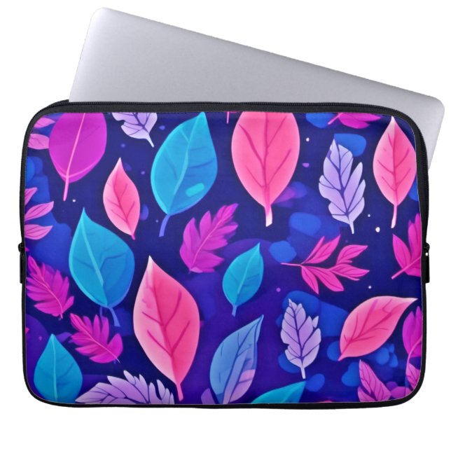 Whimsical Cartoonblad: Lila & Rosa Laptop Fodral (Framsidan)