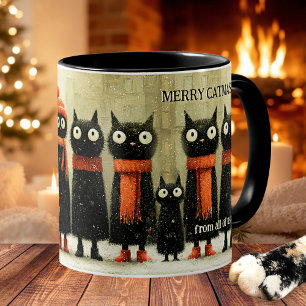 Whimsical Cat Art Glad Catmas Jul Kaffemugg