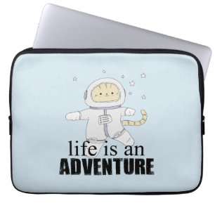 Whimsical Cat Astronaut Life Äventyr Laptop Fodral