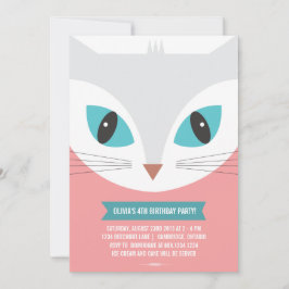 WHIMSICAL CAT BARNS FÖDELSEDAG PARTY-ANBUDSINFORDR INBJUDNINGAR