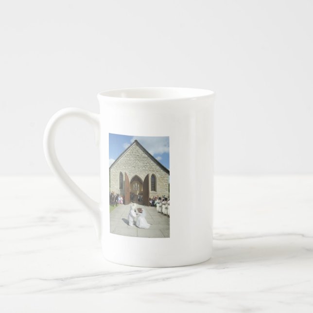 Whimsical Cat & Mouse Bröllops Kaffe Mugg Benporslin Mugg (Vänster)