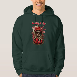 Whimsical Cat Poker Firande Hoodie