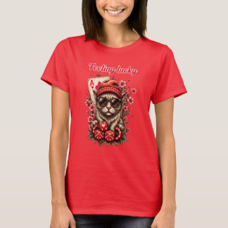 Whimsical Cat Poker Firande T Shirt