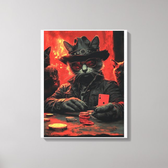 Whimsical Cat Spelare - lekfull Kattdjur Artwork Canvastryck (Framsida)