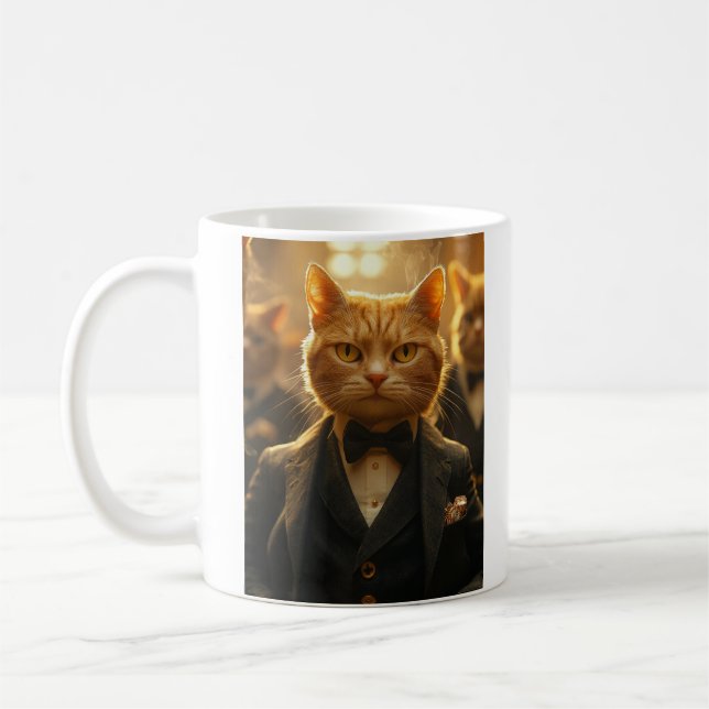 Whimsical Cat Spelare - lekfull Kattdjur Artwork Kaffemugg (Vänster)