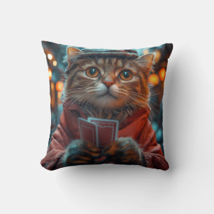 Whimsical Cat Spelare - lekfull Kattdjur Artwork Kudde