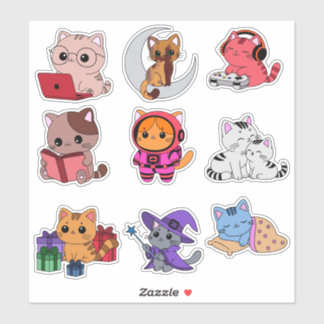 Whimsical Cat Sticker Pack Klistermärken