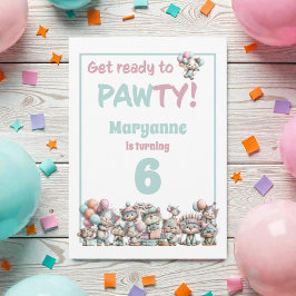 Whimsical Cat Watercolor Birthday Invitation Inbjudningar