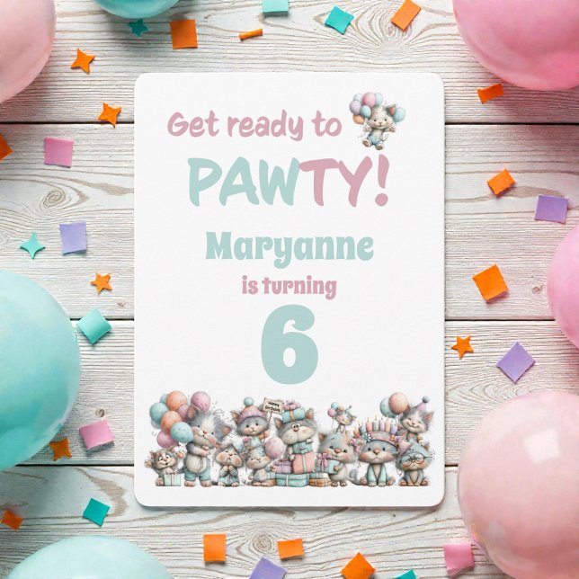 Whimsical Cat Watercolor Birthday Invitation Inbjudningar (Skapare uppladdad)