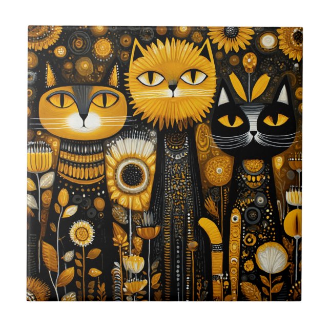 Whimsical Cats Kakelplatta (Framsidan)