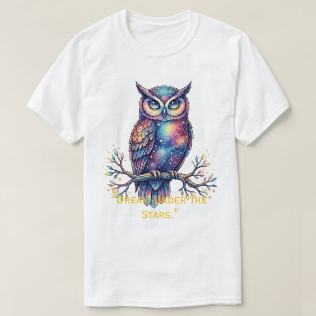 Whimsical Celestial Kosmisk Uggla Fantasy Grafik T Shirt (Design framsida)