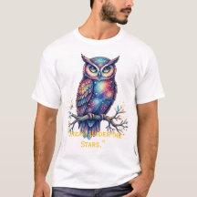 Whimsical Celestial Kosmisk Uggla Fantasy Grafik T