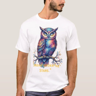 Whimsical Celestial Kosmisk Uggla Fantasy Grafik T Shirt