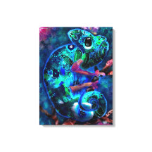 Whimsical Chameleon Abstrakt Blommigt Teal Grönt