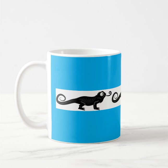 Whimsical Chameleon Design Turquoise Coffee Cup Kaffemugg (Vänster)