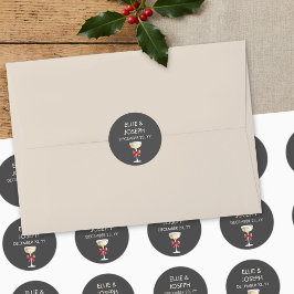 Whimsical Champagne Bröllopsfavor Runt Klistermärke