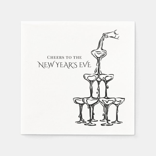 Whimsical  Champagne New Year's Eve Party  Pappersservett (Framsidan)