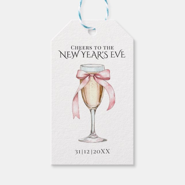 Whimsical  Champagne New Year's Eve Party  Presentetikett (Framsidan)