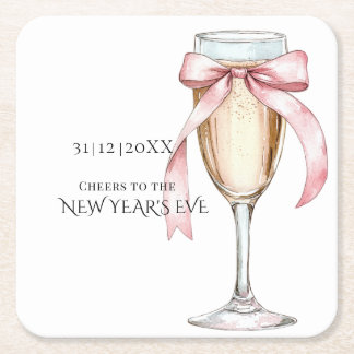 Whimsical Champagne New Year's Eve Party Underlägg Papper Kvadrat