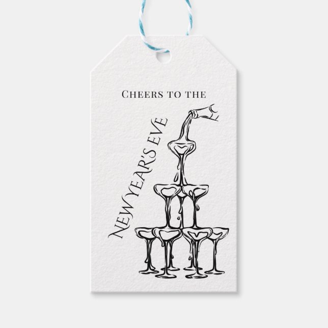 Whimsical  Champagne Nyårsfest  Presentetikett (Framsidan)