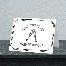 Whimsical Champagne Toast Maid of honor Frieri Kort