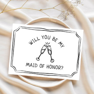 Whimsical Champagne Toast Maid of honor Frieri Kort