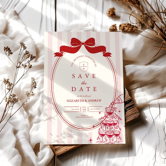 Whimsical Champagne Torn Doodle Bröllop Spara Datumet (Skapare uppladdad)