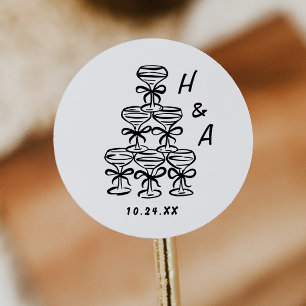 Whimsical Champagne Torn Wedding Favors Runt Klistermärke