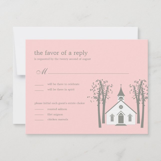 Whimsical Chapel Bröllop RSVP / Svarskort OSA Kort (Framsida)