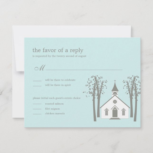 Whimsical Chapel Bröllop RSVP / Svarskort OSA Kort (Framsida)