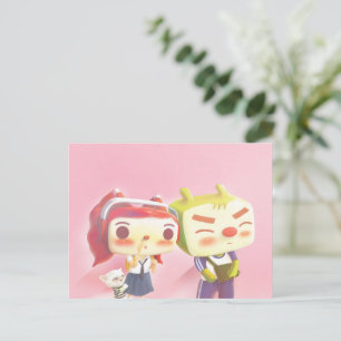 Whimsical Characters med katt Meddelande Vykort