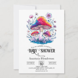 Whimsical Charming Mushroom Baby Shower Inbjudningar