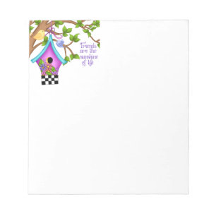 Whimsical Checkerboard Birdhouse Anteckningsblock