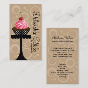 Whimsical Cherry Cupcake Bageri Visitkort