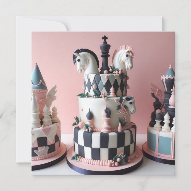 WHIMSICAL CHESS THEMED BIRTHDAY CAKE KORT (Framsida)