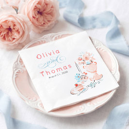Whimsical Chic Elegant Handritad Bröllop Pappersservett