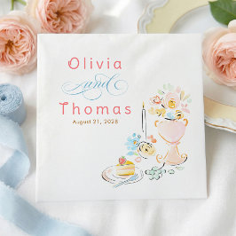 Whimsical Chic Elegant Handritad Bröllop Pappersservett