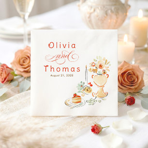 Whimsical Chic Elegant Handritad Höstbröllop Pappersservett