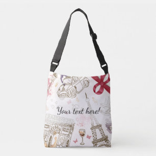 Whimsical Chic Girly Rosa Paris Axelväska