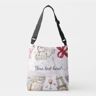 Whimsical Chic Girly Rosa Paris Axelväska