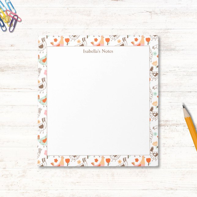 Whimsical Chickens Hens Cute Birds Anteckningsblock (Skapare uppladdad)