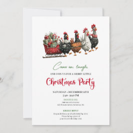 Whimsical Chickens Holiday Celebration Party Card Inbjudningar