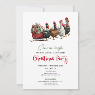 Whimsical Chickens Holiday Celebration Party Kort