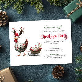 Whimsical Chickens Minimalist Christmas Party Card Inbjudningar