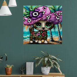 Whimsical Chihuahua Hund på Vacation Handflatan Tr Poster