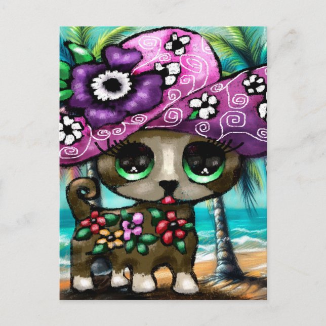 Whimsical Chihuahua Hund på Vacation Handflatan Tr Vykort (Framsida)