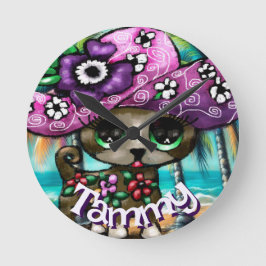 Whimsical Chihuahua Hund Träd Personlig Rund Klocka
