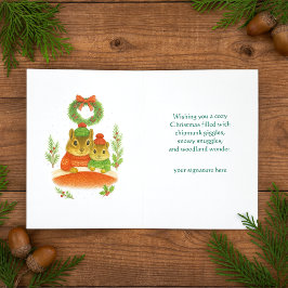 Whimsical Chipmunk Christmas Greeting Card Helgkort